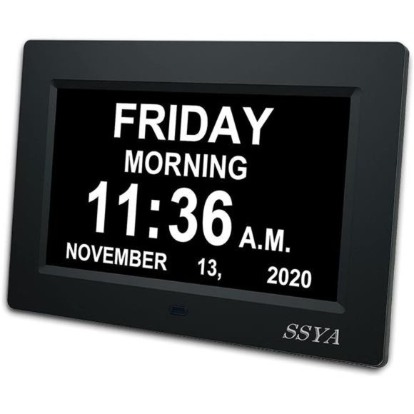 7 Inch Calendar Clock 12 Alarm Options Auto Dimmable Display Extra Large Display - Picture 1 of 7